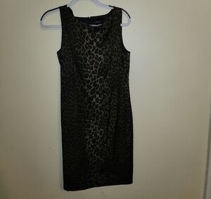 Ann Taylor Black Leopard Print Midi Dress